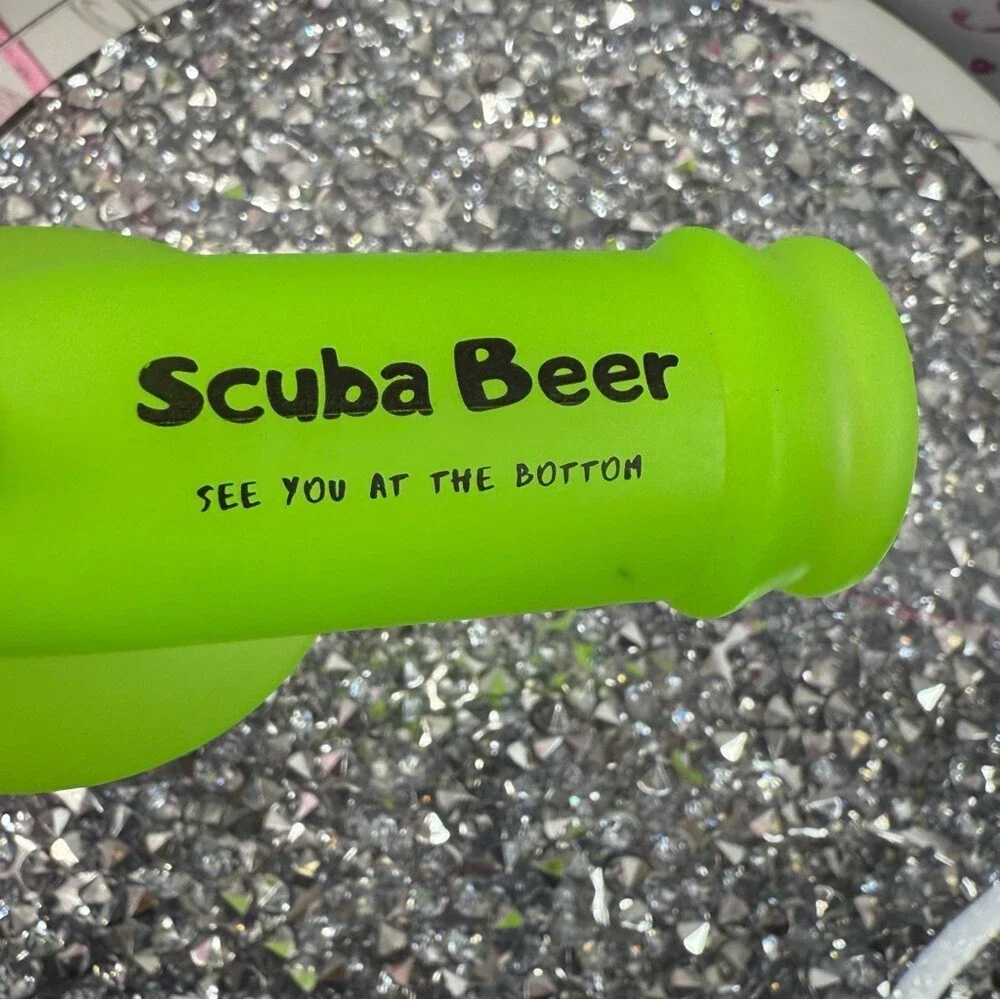 Scuba beer snorkel drinking accessory game fun bright Neon Green Silicone
